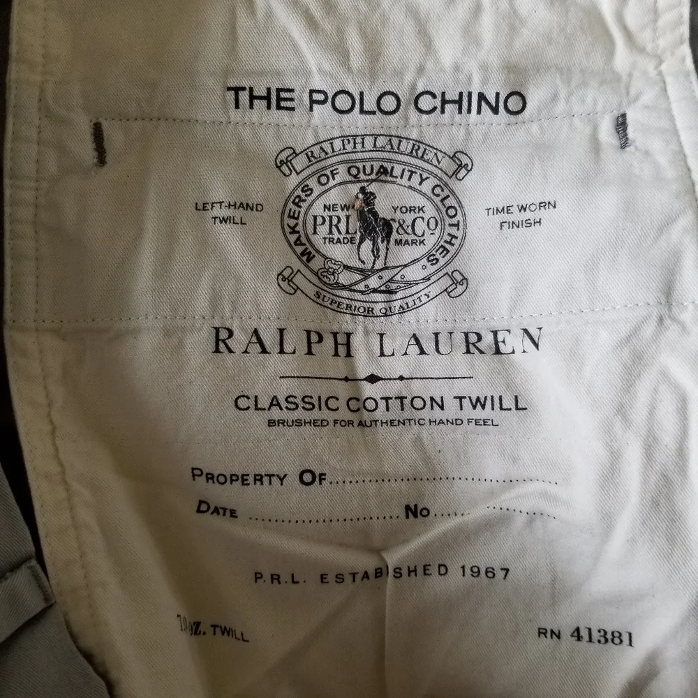 Polo Ralph‎ Lauren 35x32 Tan Classic Fit Flat Front Pants Chino Stretch